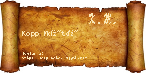 Kopp Máté névjegykártya